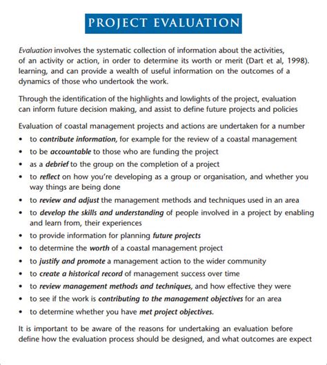 template for project evaluation report